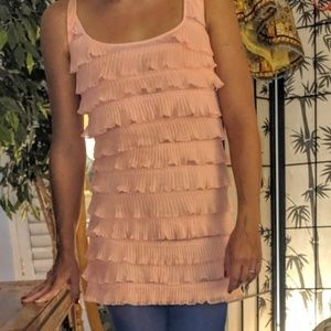 H & M peach frilled mini dress